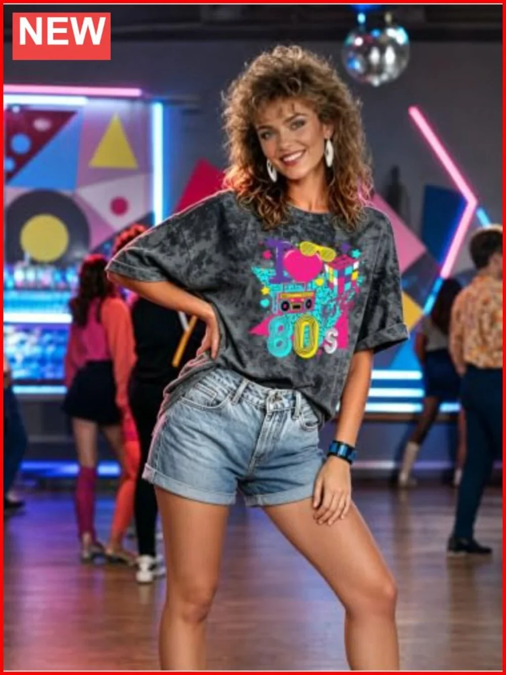 Oversized 80s 90s Graphic Tee Retro Disco Party T-Shirt